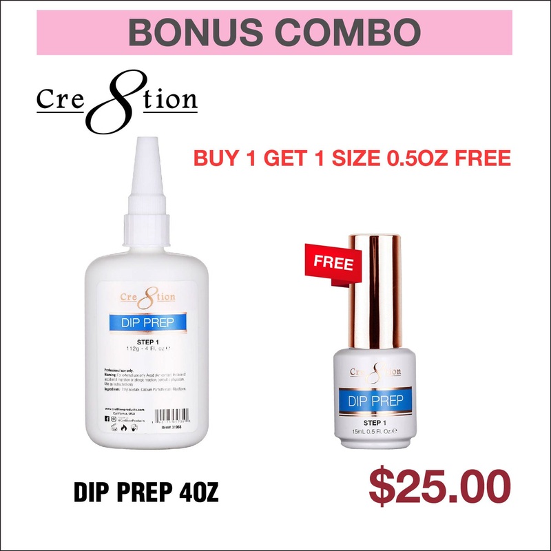 (Bonus Combo) Cre8tion Dip Essential 4oz – Buy 1 Get 1 size 0.5oz Free Dip Prep