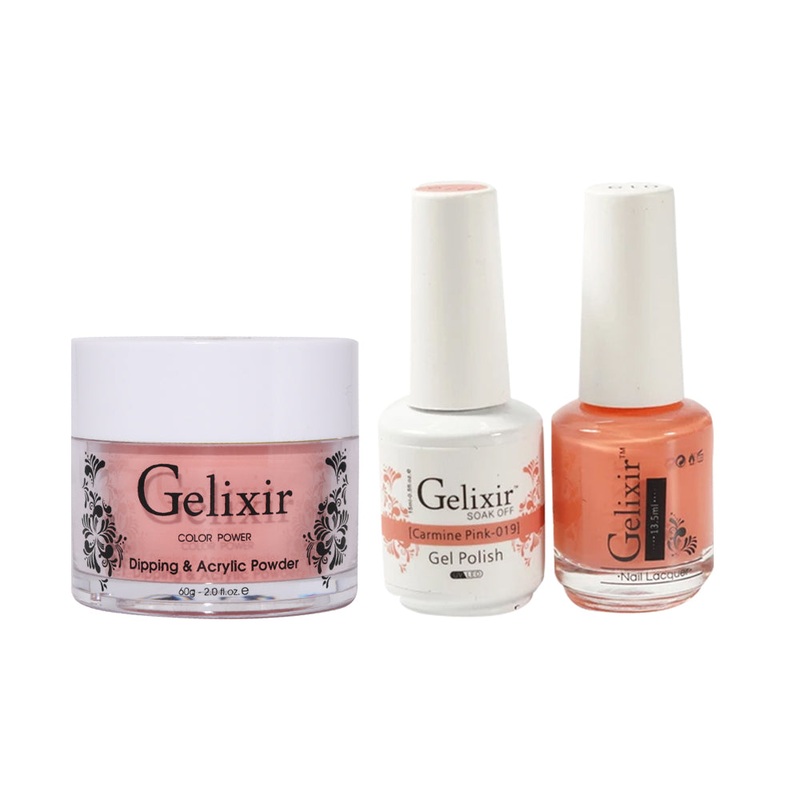 Gelixir 3 in 1 – 019 Carmine Pink – Acrylic & Dip Powder, Gel & Lacquer