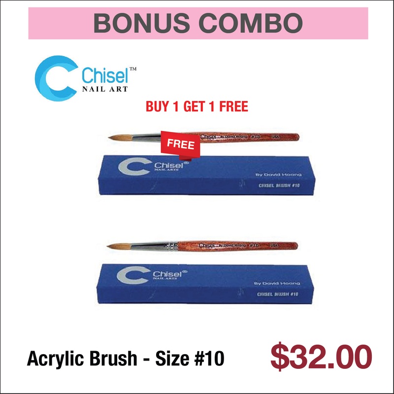 (Bonus Combo) Chisel Acrylic Brush – Buy 1 Get 1 Free Crimped (bm c) #10
